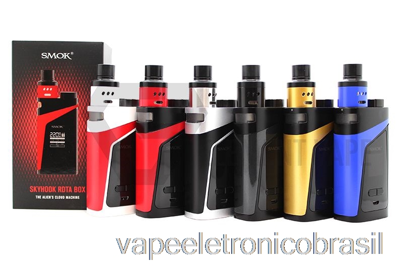 Vape Recarregável Smok Skyhook Rdta Box 220w Kit Corpo Branco Vermelho Splatter